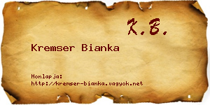 Kremser Bianka névjegykártya
